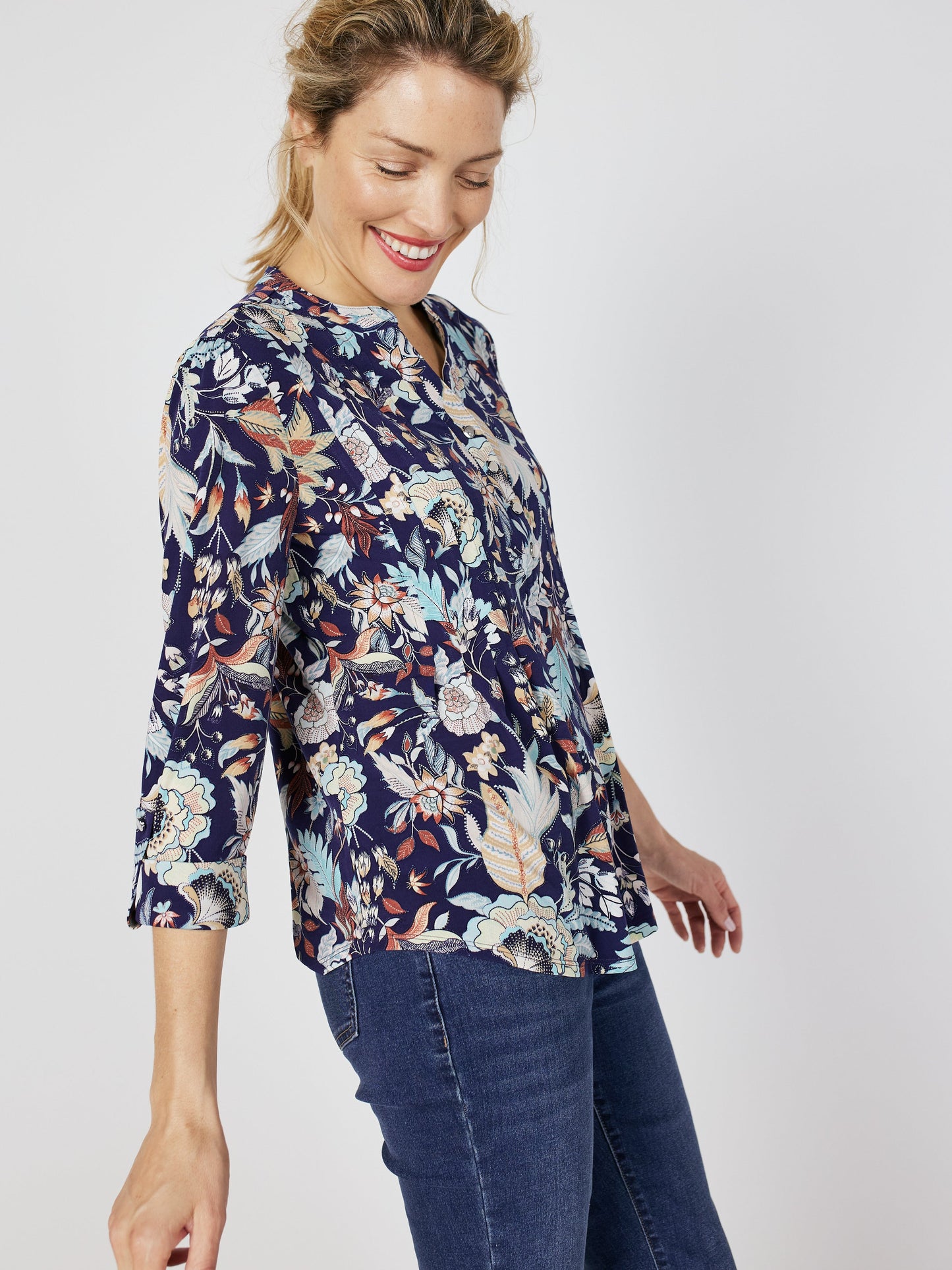 Roz & Ali Navy Jacobean Floral Popover