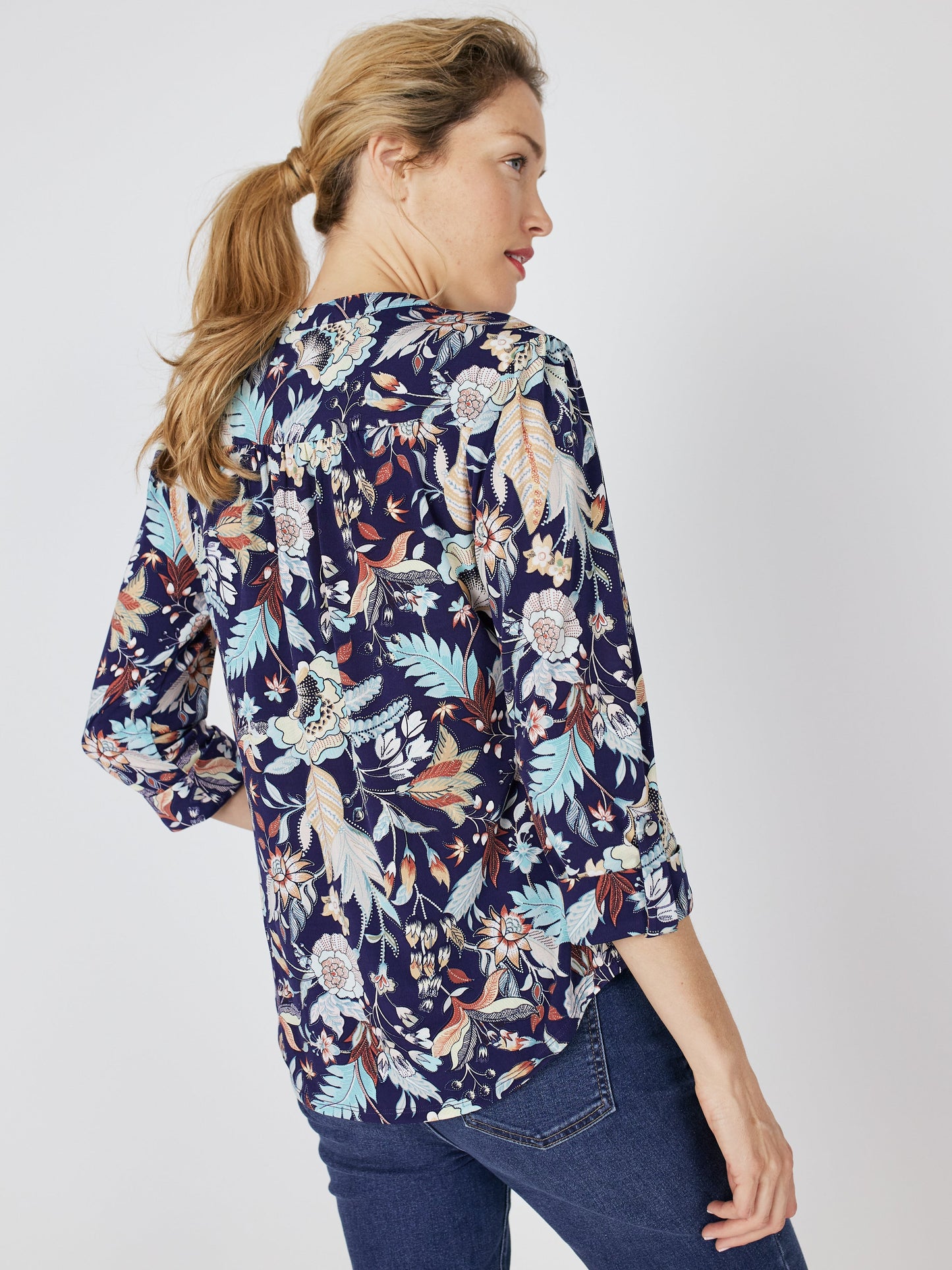 Roz & Ali Navy Jacobean Floral Popover