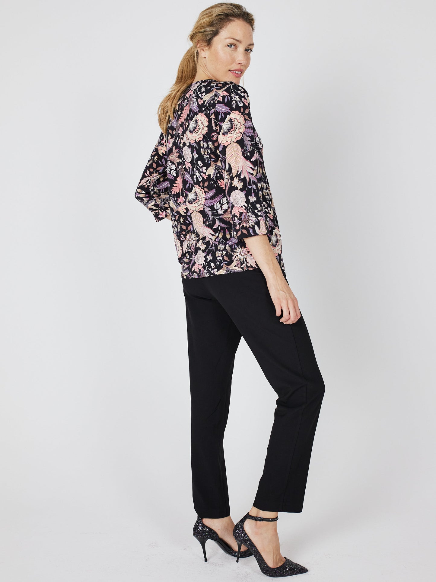 Roz & Ali Floral Diamond Stitch Pintuck Popover