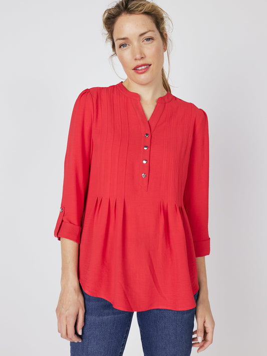 Roz & Ali Textured Tangerine Pintuck Popover