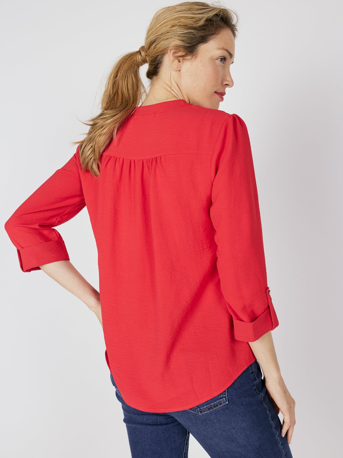 Roz & Ali Textured Tangerine Pintuck Popover