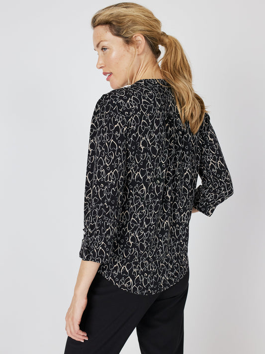 Roz & Ali Hearts Tie Sleeve Popover