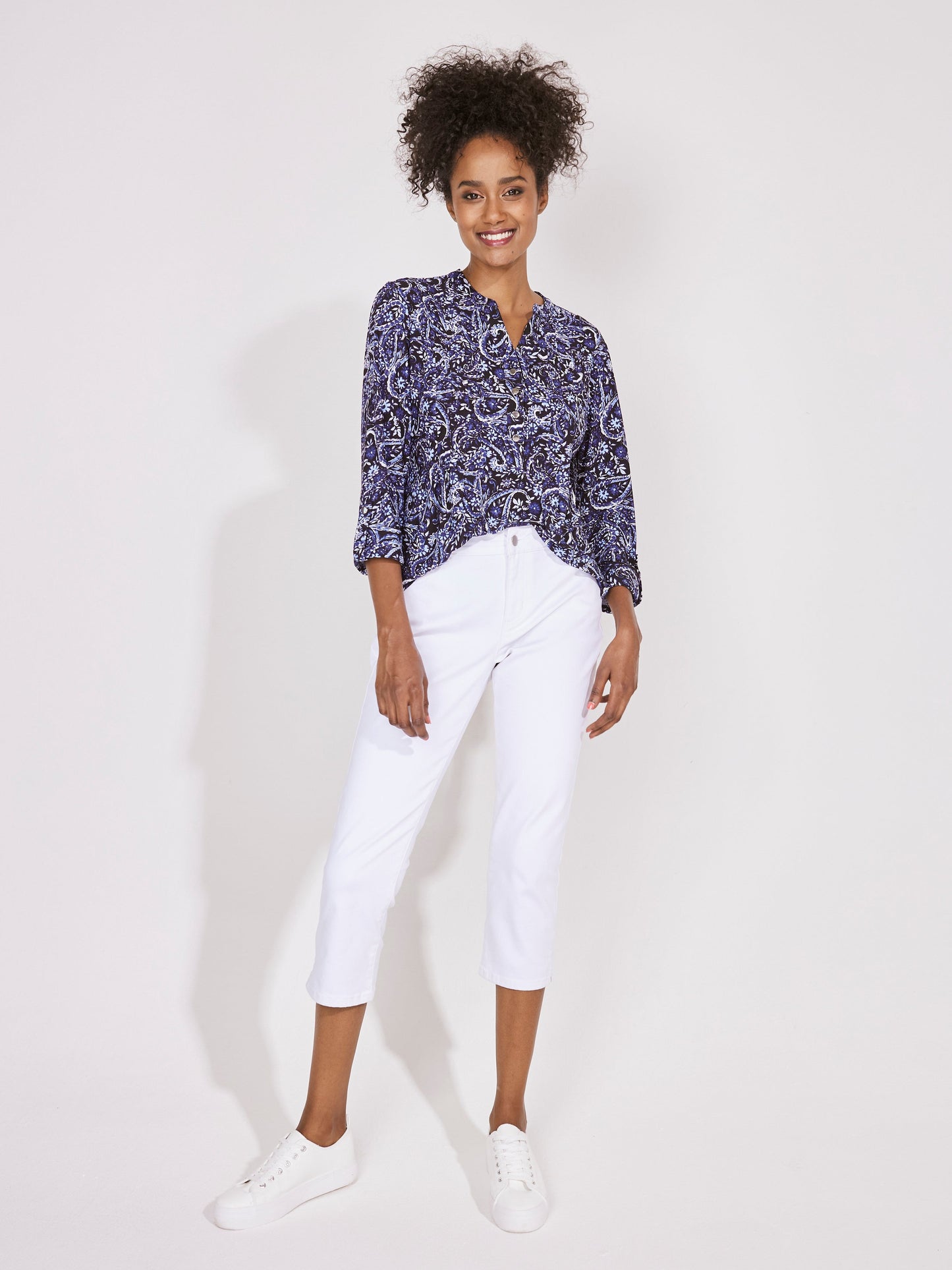 Roz & Ali Denim Friendly Floral & Paisley Popover