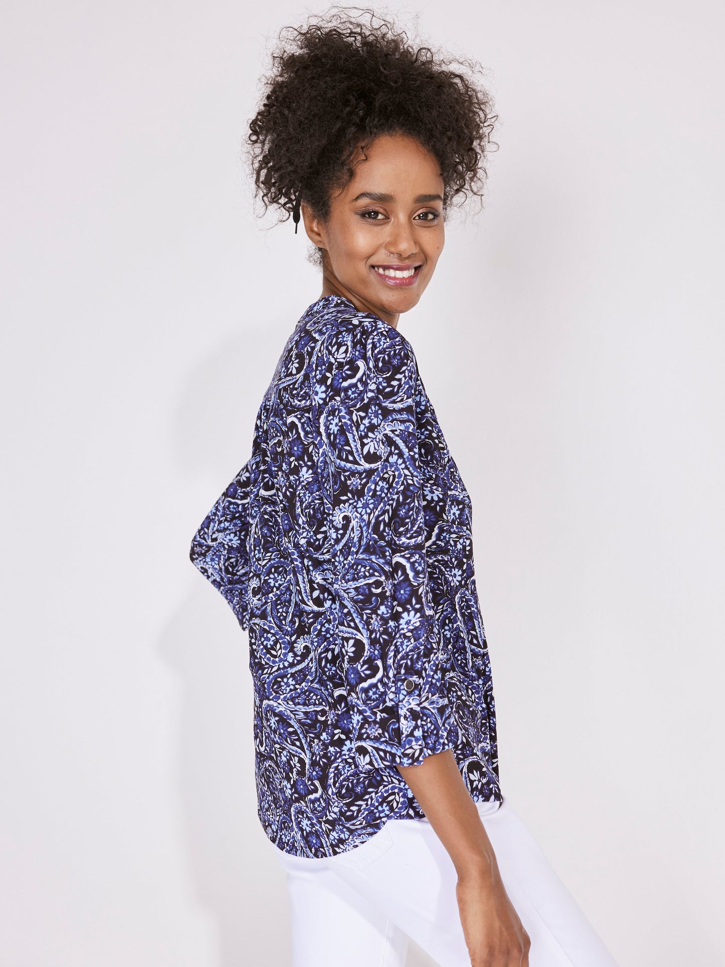 Roz & Ali Denim Friendly Floral & Paisley Popover