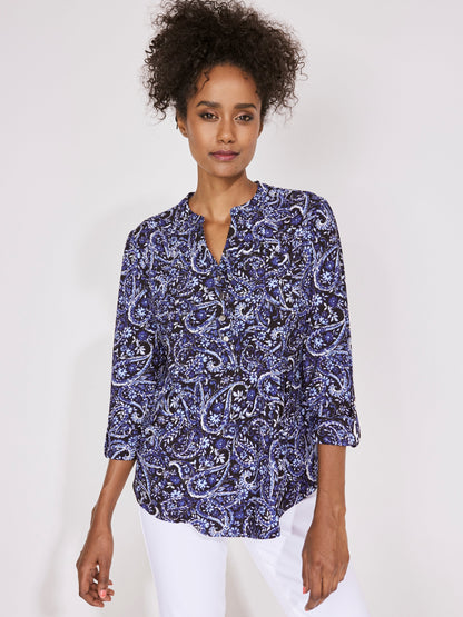 Roz & Ali Denim Friendly Floral & Paisley Popover