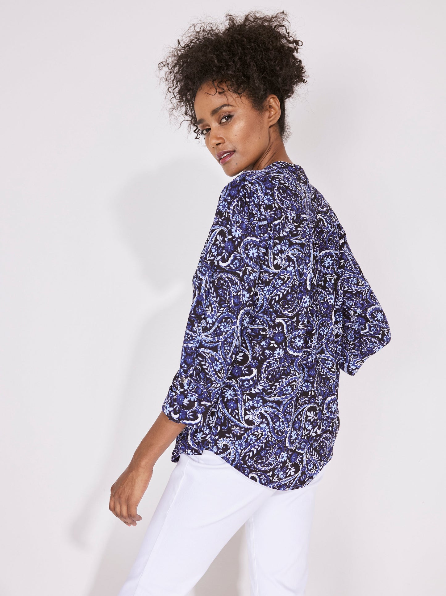 Roz & Ali Denim Friendly Floral & Paisley Popover