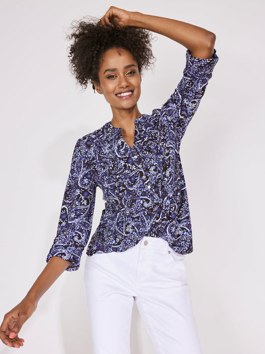 Roz & Ali Denim Friendly Floral & Paisley Popover