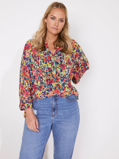 Roz & Ali Bright Floral Mesh Popover - Plus