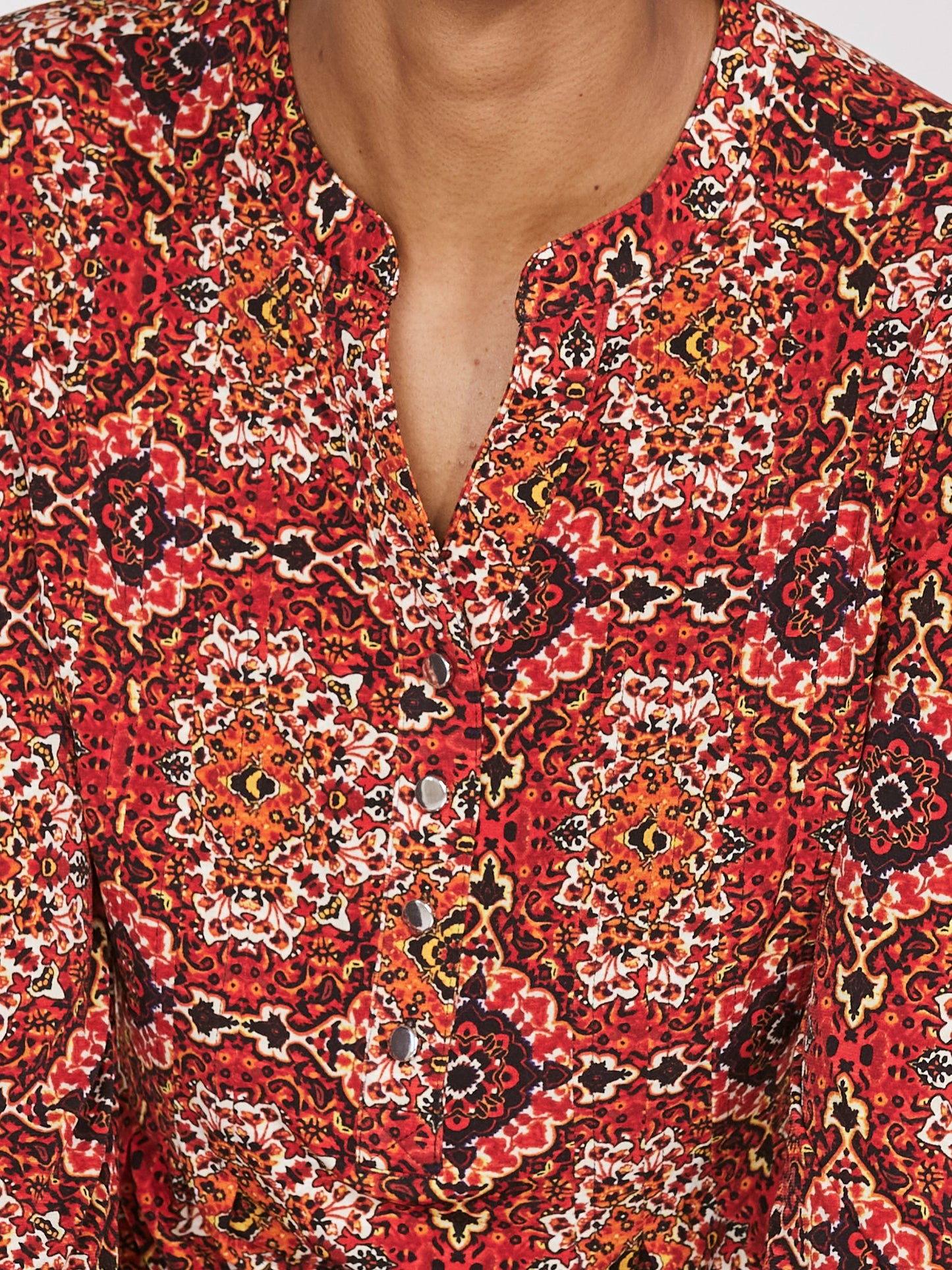 Roz & Ali Medallion Pintuck Print Popover