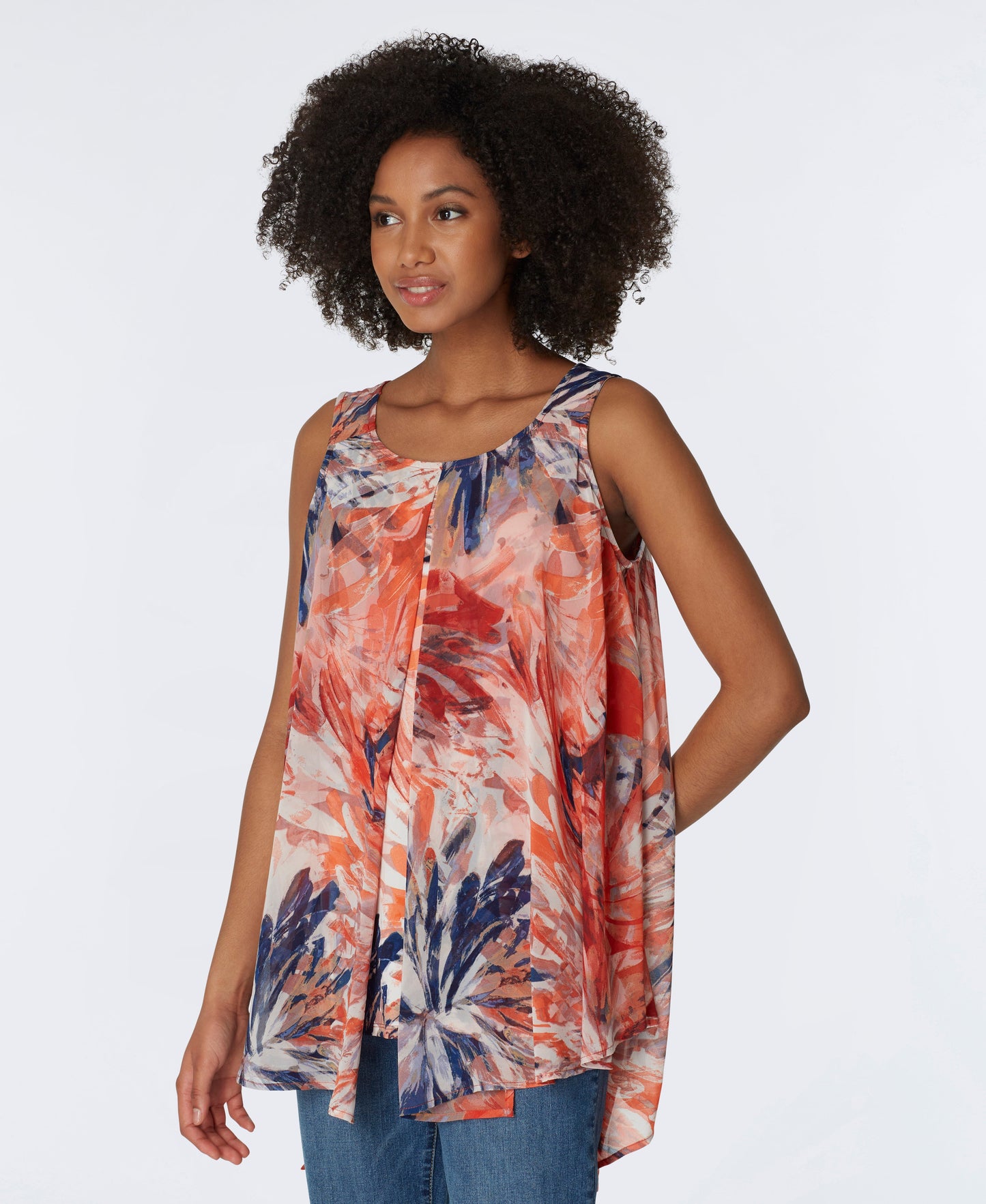 Roz & Ali Sleeveless Fly Away Chiffon Popover