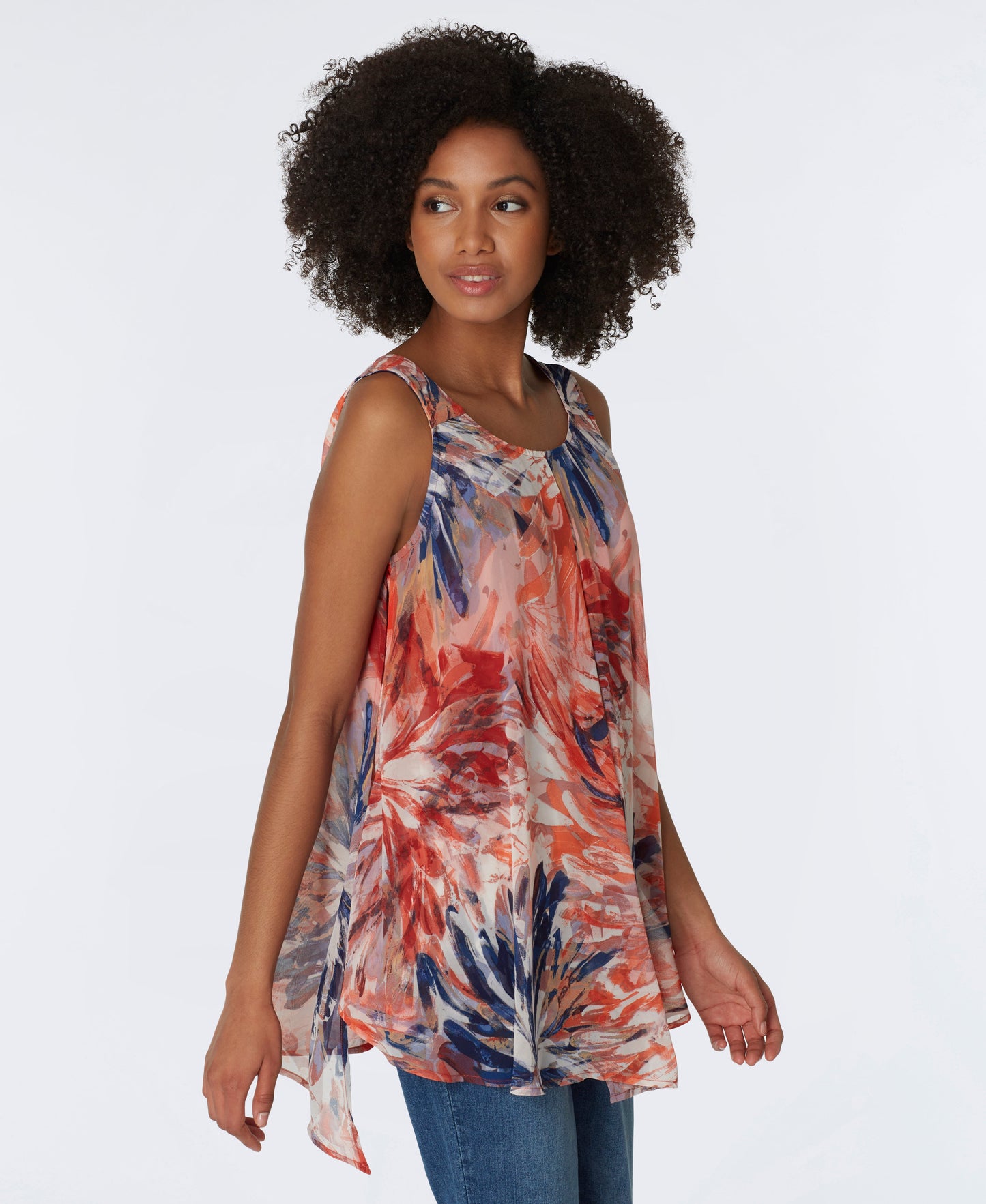 Roz & Ali Sleeveless Fly Away Chiffon Popover