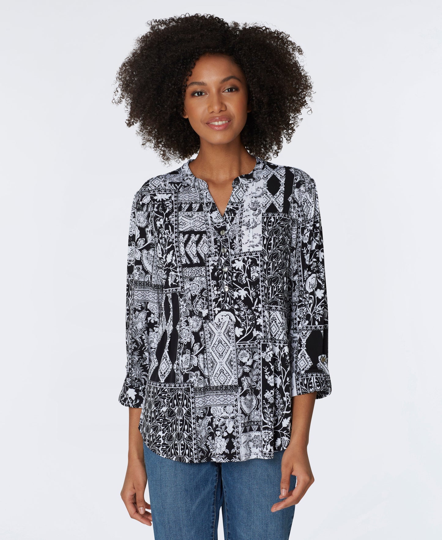 Roz & Ali Black & White Patchwork Popover