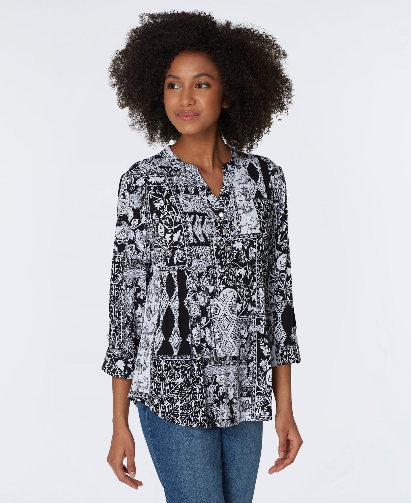 Roz & Ali Black & White Patchwork Popover