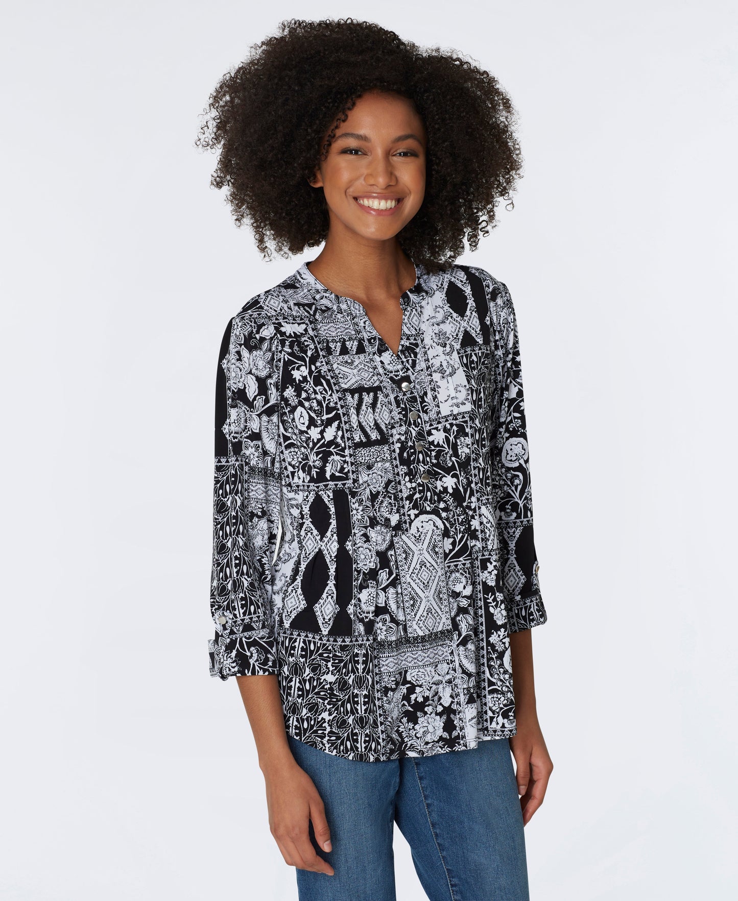 Roz & Ali Black & White Patchwork Popover