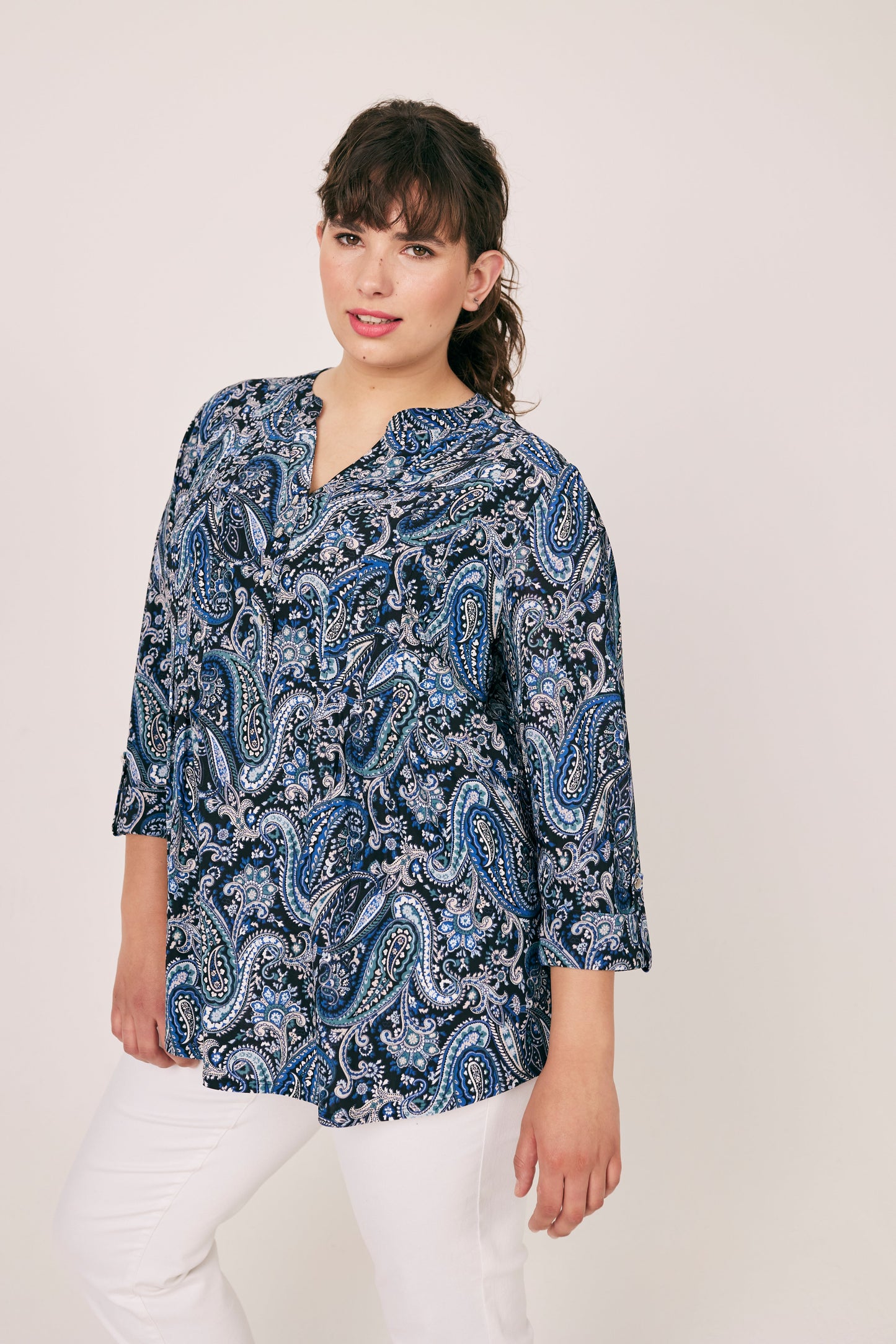 Roz & Ali Groovy Paisley Print Popover - Plus