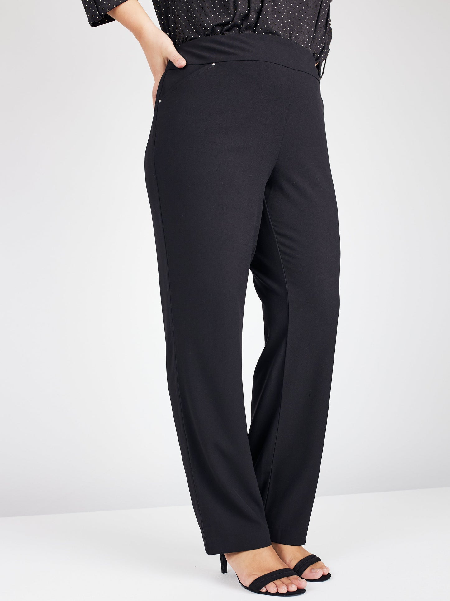 Roz & Ali Secret Agent Pants with Cateye Rivets - Short Length - Plus