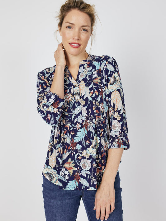 Roz & Ali Navy Jacobean Floral Popover