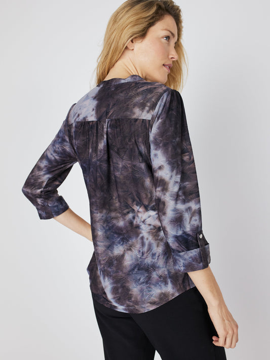 Roz & Ali Grey Jacquard Tie Dye Popover