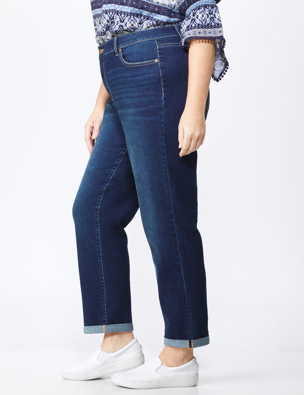 Westport Signature Girlfriend Jeans with Double Rolled Cuff - Plus