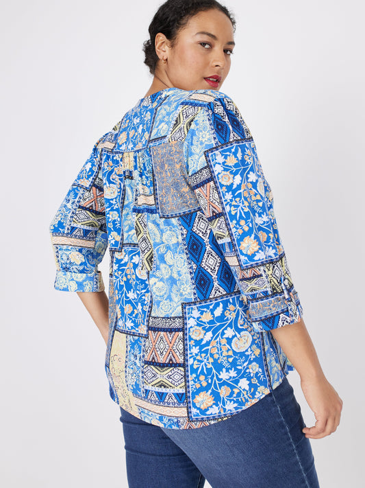 Roz & Ali Denim Friendly Patchwork Popover - Plus