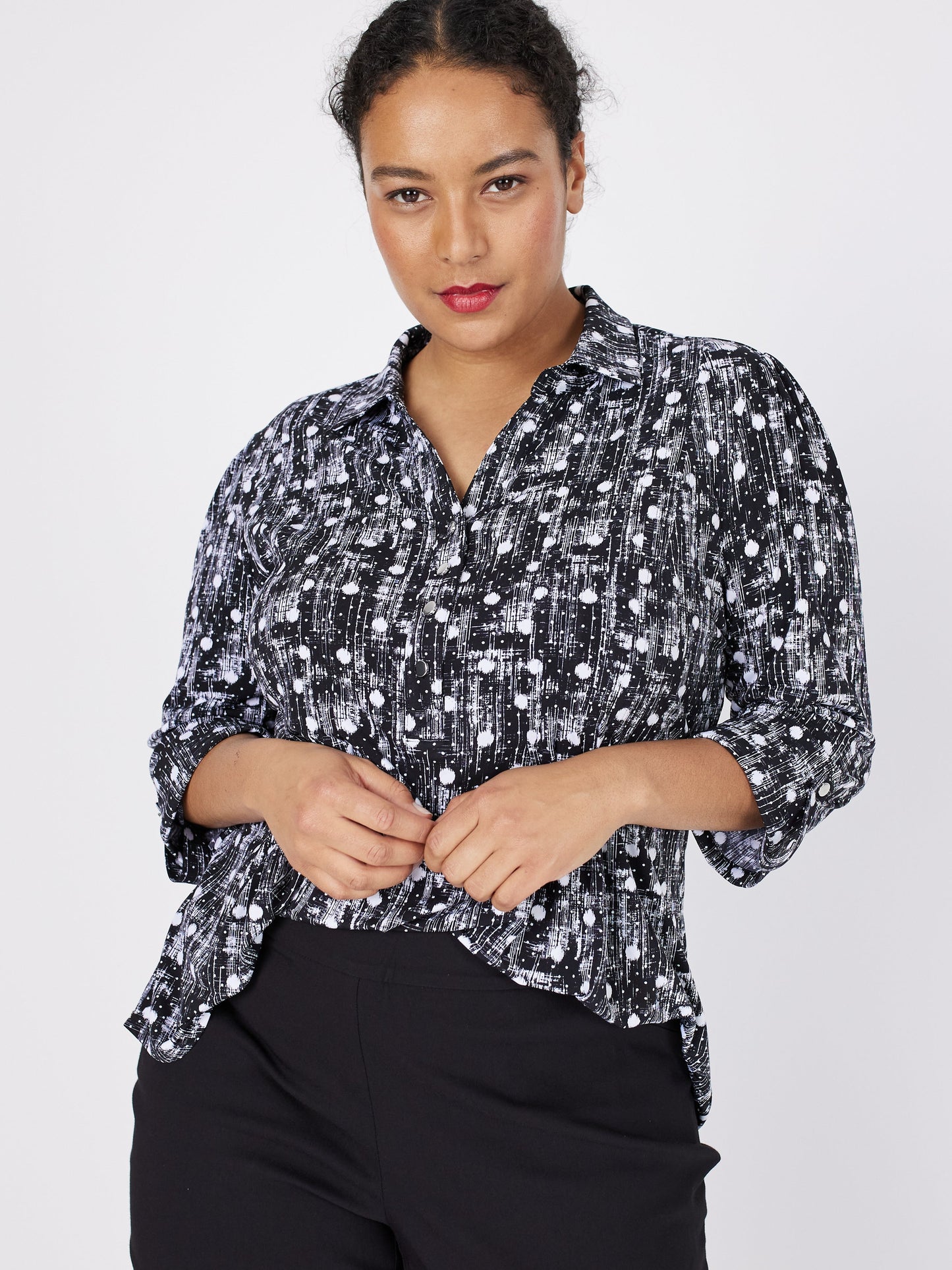 Roz & Ali Dot Pintuck Popover - Plus