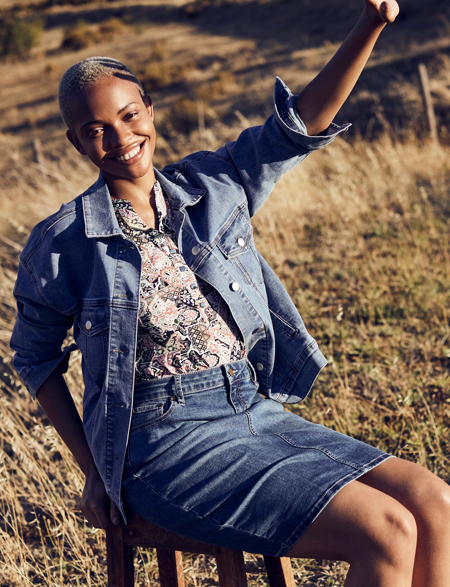 Westport Signature Denim Skirt with Back Slit