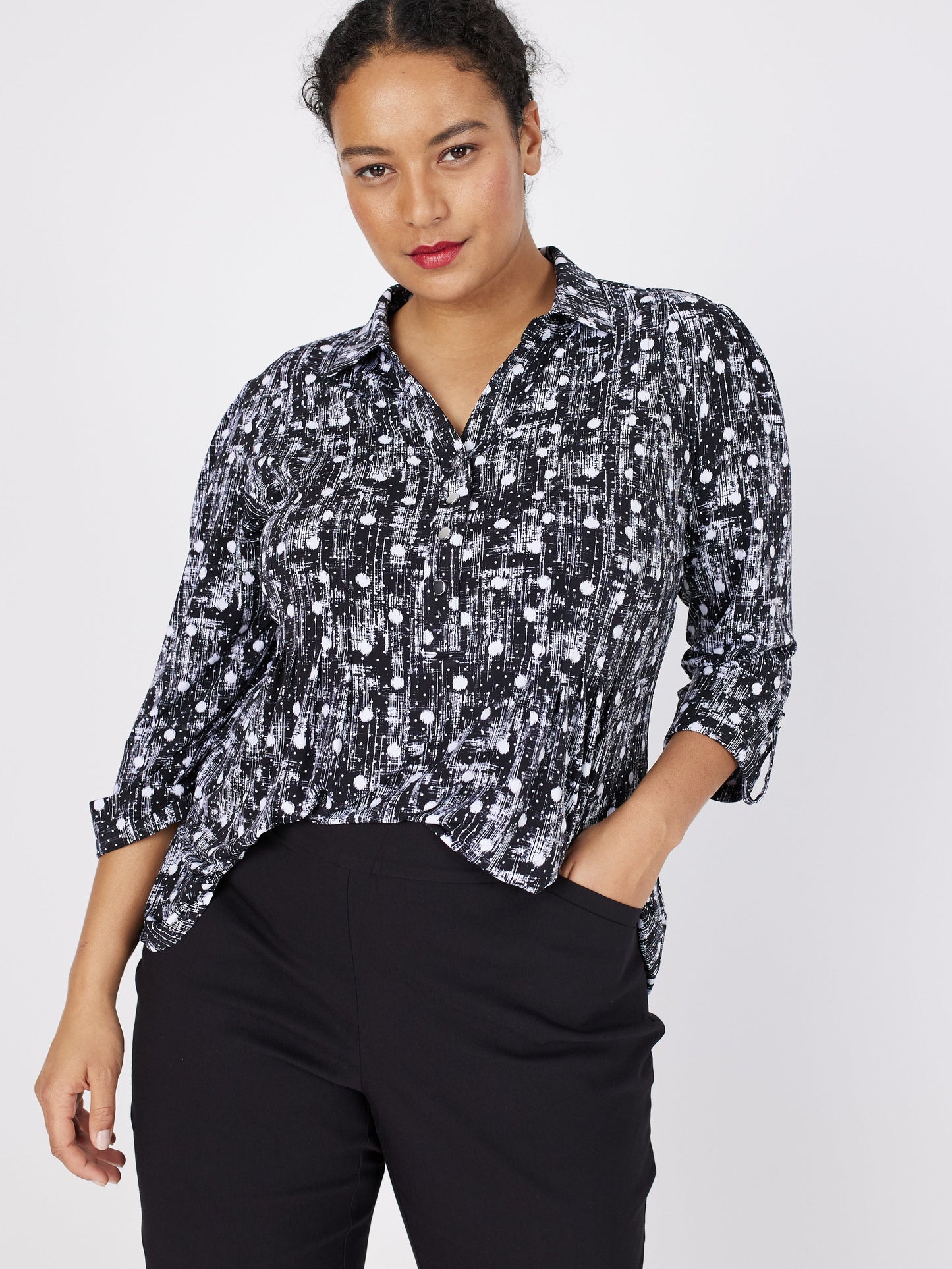 Roz & Ali Dot Pintuck Popover - Plus