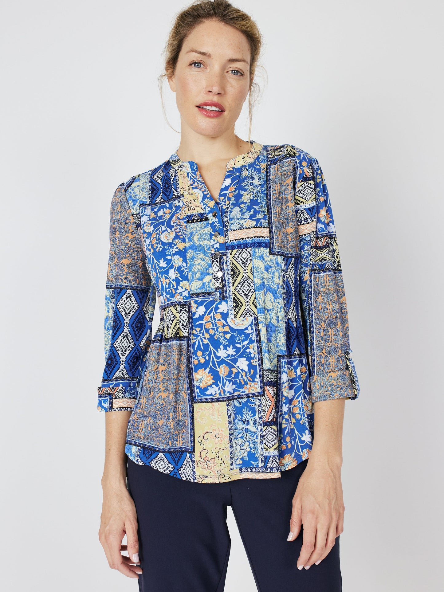 Roz & Ali Denim Friendly Patchwork Popover